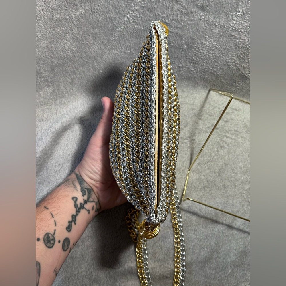 Rare 1960s Delill Silver & Gold Chain Tassel Bag - Picture 8 of 9